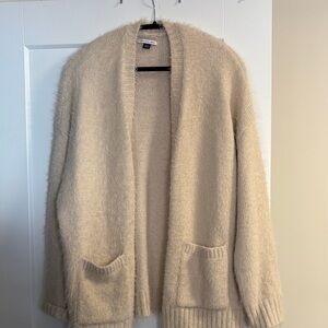 American Eagle Outfitters Cream Fuzzy Cardigan